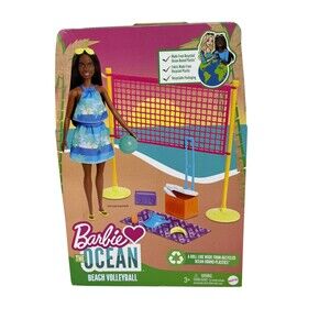 Barbie Loves The Ocean Beach Volleyball Playset Recycled Plastic Accessories NIB
